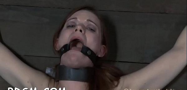  Caged babe forced to give blow job